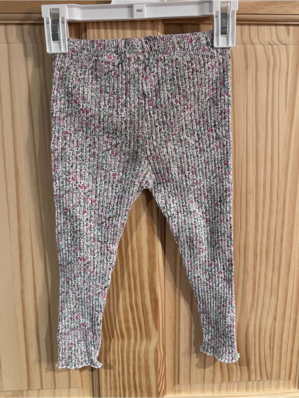 Zara Kids Girls Floral Ribbed Leggings Pink Purple White Size 3-4 Years 104cm - Picture 5 of 6